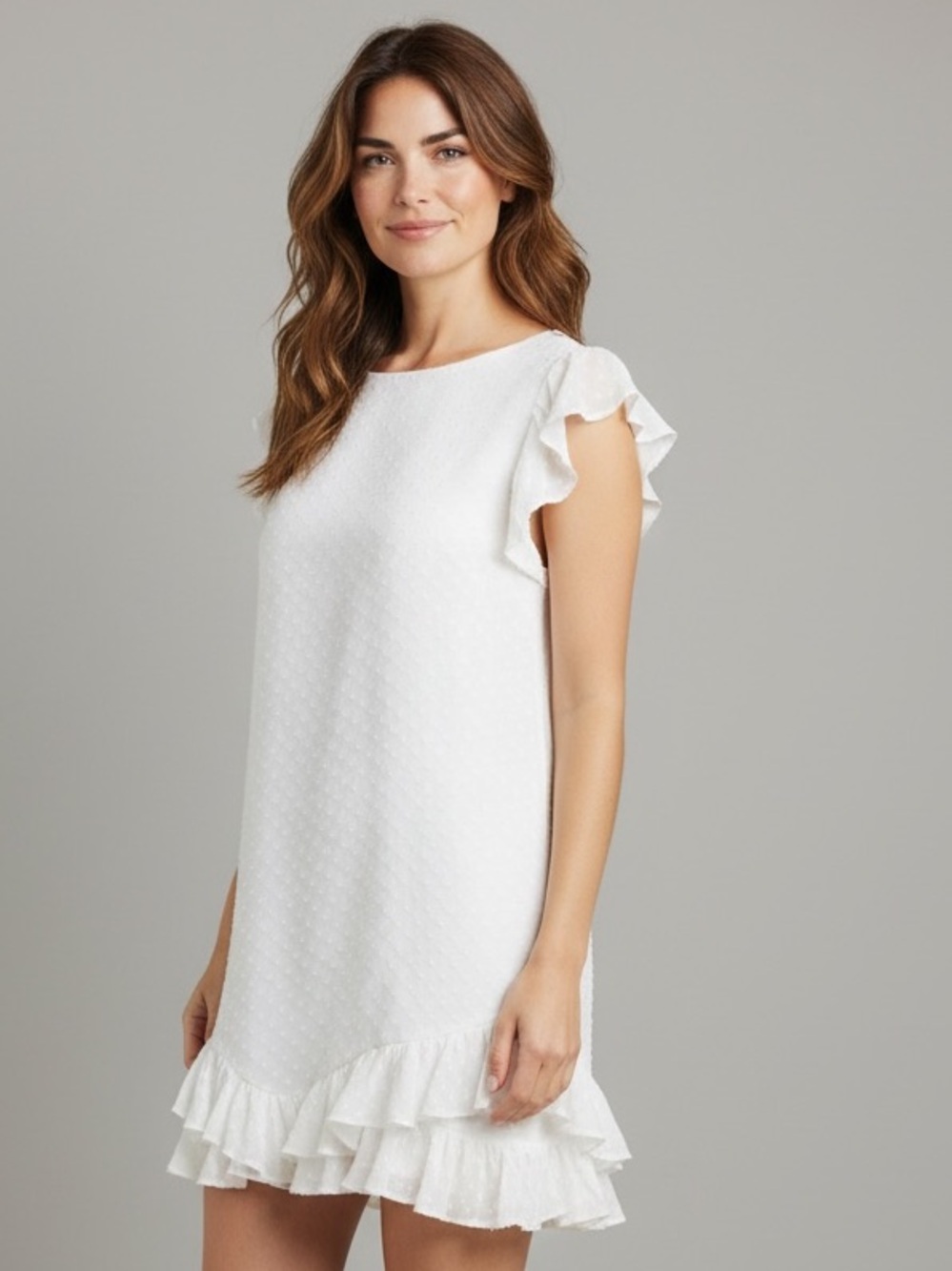 Sail to Sable Swiss Dot Silk Blend Shift Ivory Dress Size 2